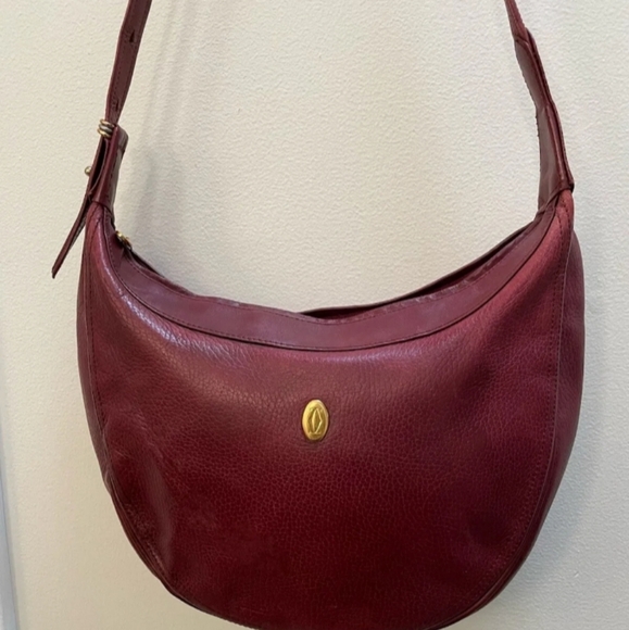 Cartier Burgundy Wine Women's Vintage Leather Crossbody Gold Hardware ✨️ - Picture 2 of 14
